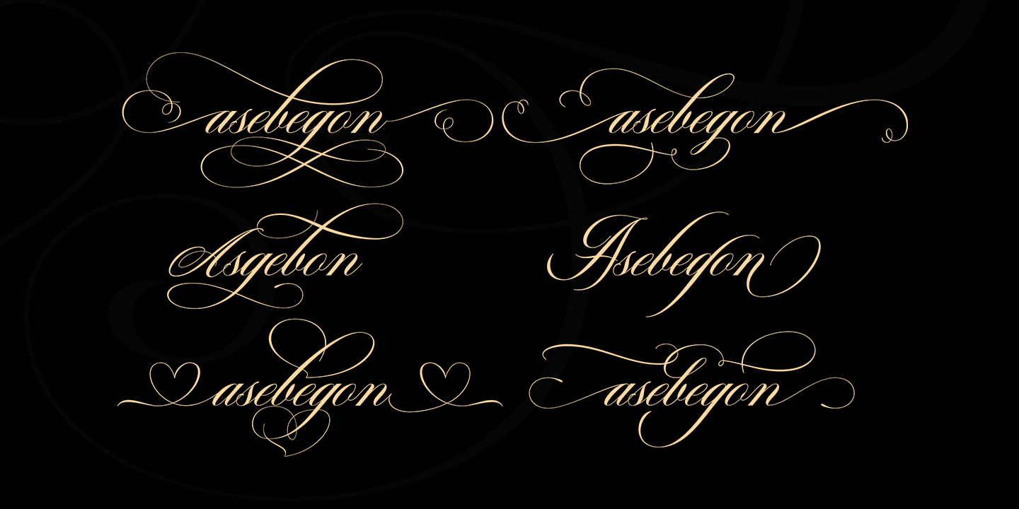 Beispiel einer Bellisa Script Ornamen-Schriftart